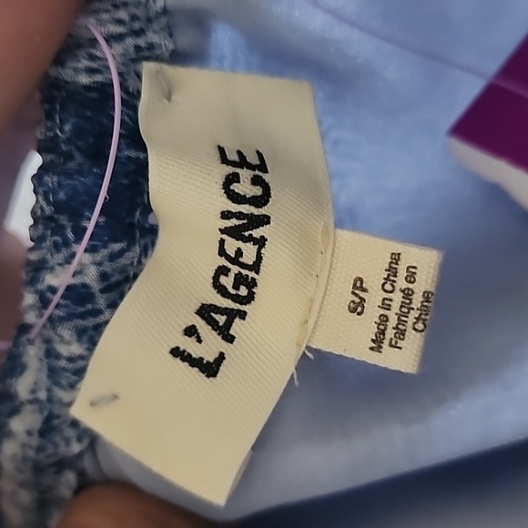 L'AGENCE Leonie Denim-Inspired Off Shoulder Silk Mini dress Size Small - Picture 14 of 15